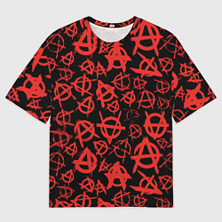 Футболка оверсайз мужская Узор анархия красный, цвет: 3D-принт