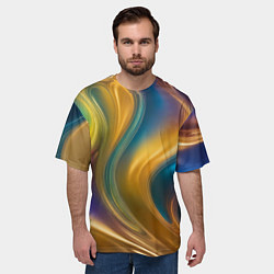 Футболка оверсайз мужская Жидкий разноцветный металл, цвет: 3D-принт — фото 2