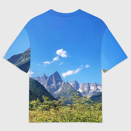 Мужская футболка оверсайз Горы России с флагом России / 3D-принт – фото 2
