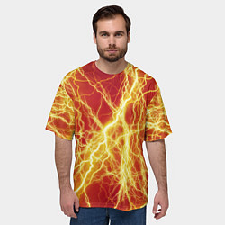 Футболка оверсайз мужская Lightning strikes, цвет: 3D-принт — фото 2