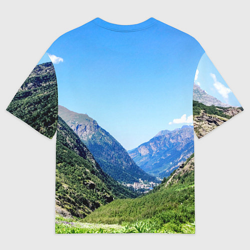 Мужская футболка оверсайз Домбай в цветах флага России / 3D-принт – фото 2