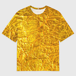 Мужская футболка оверсайз Текстура золотой мятой поверхности