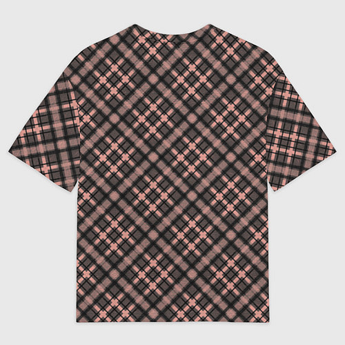 Мужская футболка оверсайз Крупная клетка тёмно-персиковый / 3D-принт – фото 2