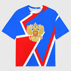 Мужская футболка оверсайз Герб России - патриотические цвета