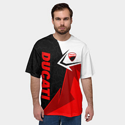 Футболка оверсайз мужская Ducati moto - красная униформа, цвет: 3D-принт — фото 2