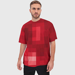 Футболка оверсайз мужская Red cubes abstraction, цвет: 3D-принт — фото 2