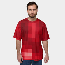 Футболка оверсайз мужская Red cubes abstraction, цвет: 3D-принт — фото 2