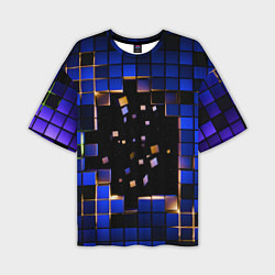 Мужская футболка оверсайз Окно в пространство - синие кубы