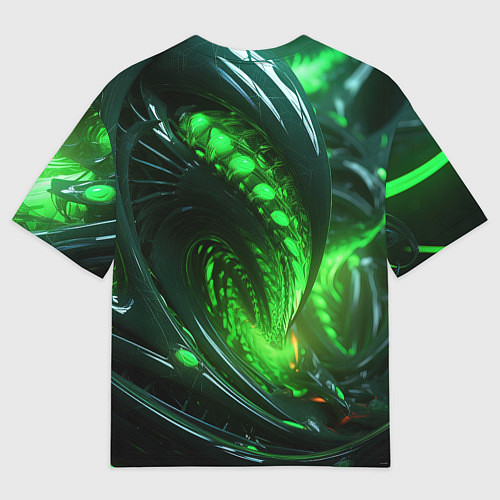 Мужская футболка оверсайз Кислотная зеленая яркая неоновая абстракция / 3D-принт – фото 2