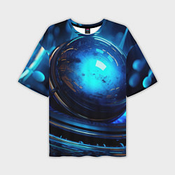 Мужская футболка оверсайз Кислотная синяя яркая неоновая абстракция