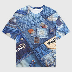 Мужская футболка оверсайз Vanguard jeans patchwork - ai art