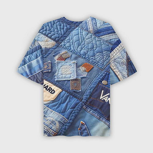 Мужская футболка оверсайз Vanguard jeans patchwork - ai art / 3D-принт – фото 2
