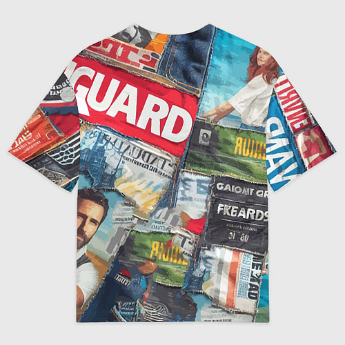 Мужская футболка оверсайз Vanguard collage - ai art patchwork / 3D-принт – фото 2