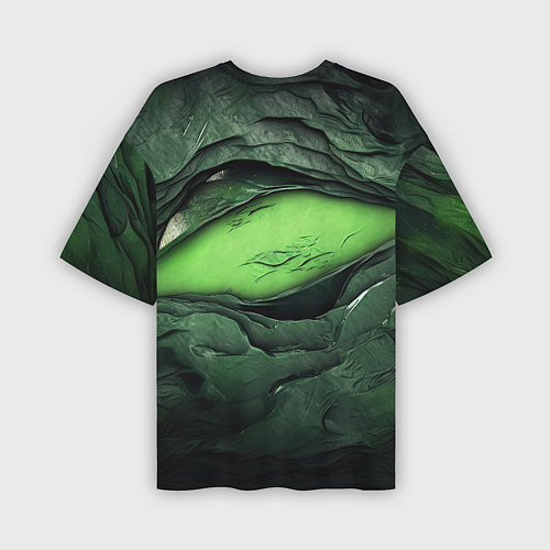 Мужская футболка оверсайз Разрез на зеленой абстракции / 3D-принт – фото 2