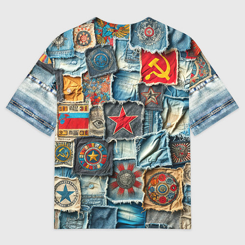 Мужская футболка оверсайз Ретро пэчворк СССР / 3D-принт – фото 2