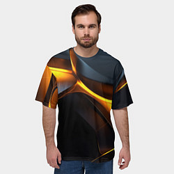 Футболка оверсайз мужская Разлом черных плит и оранжевая лава, цвет: 3D-принт — фото 2