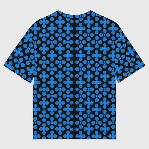 Мужская футболка оверсайз Синие четырёхлистники на чёрном фоне / 3D-принт – фото 2