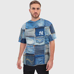 Футболка оверсайз мужская Patchwork - New York yankees baseball team, цвет: 3D-принт — фото 2