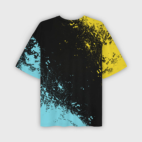 Мужская футболка оверсайз Helldivers 2 logo yellow and blue splash / 3D-принт – фото 2