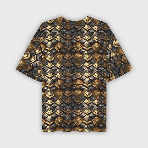 Мужская футболка оверсайз Золотистая текстурная броня / 3D-принт – фото 2