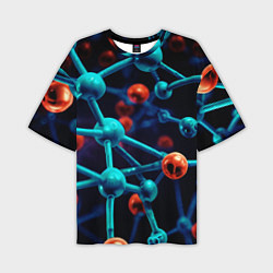 Мужская футболка оверсайз Молекулы под микроскопом