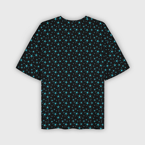 Мужская футболка оверсайз Чёрный с голубыми звёздочками паттерн / 3D-принт – фото 2