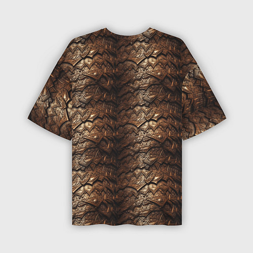 Мужская футболка оверсайз Коричневая металлическая текстура / 3D-принт – фото 2