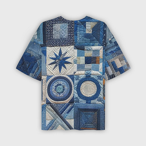 Мужская футболка оверсайз Denim patchwork - ai art / 3D-принт – фото 2