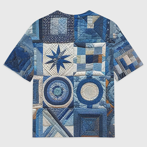Мужская футболка оверсайз Denim patchwork - ai art / 3D-принт – фото 2