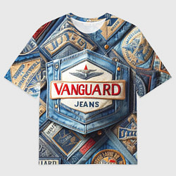Мужская футболка оверсайз Vanguard denim patchwork - ai art