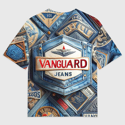 Мужская футболка оверсайз Vanguard denim patchwork - ai art / 3D-принт – фото 2
