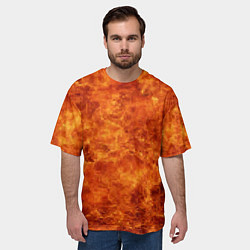 Футболка оверсайз мужская Пламя 8бит текстура, цвет: 3D-принт — фото 2