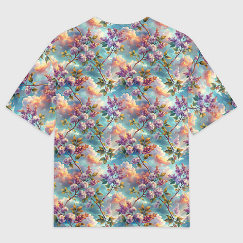 Мужская футболка оверсайз Объемная сирень паттерн / 3D-принт – фото 2