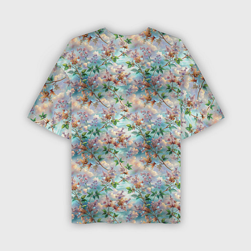 Мужская футболка оверсайз Сирень объемный паттерн / 3D-принт – фото 2