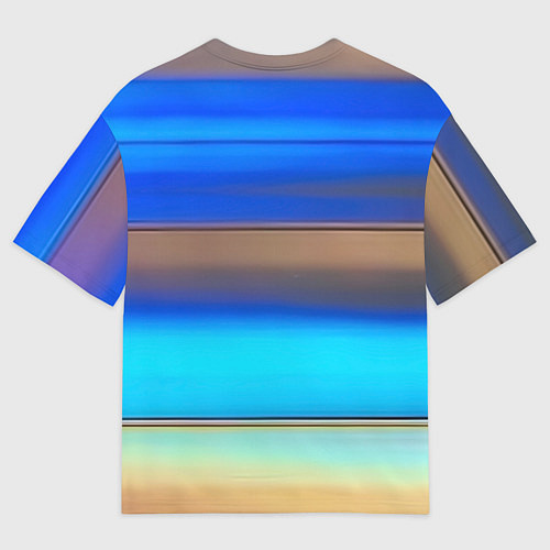 Мужская футболка оверсайз Голубые и коричневые полосы / 3D-принт – фото 2