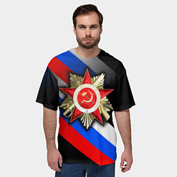 Футболка оверсайз мужская Великая отечественная - триколор градиент, цвет: 3D-принт — фото 2