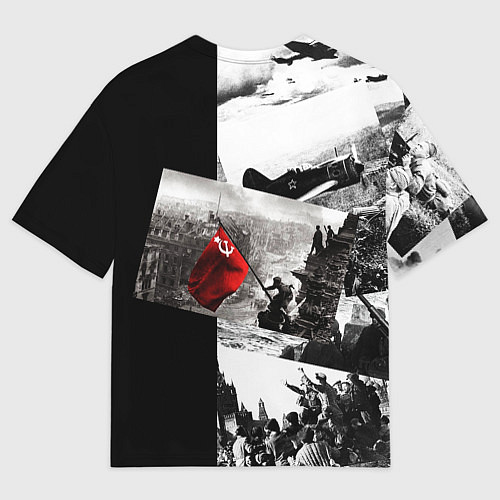 Мужская футболка оверсайз День победы 9 мая коллаж из фронтовых моментов / 3D-принт – фото 2