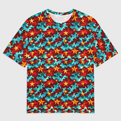 Футболка оверсайз мужская Огненные звезды и синее небо СССР, цвет: 3D-принт