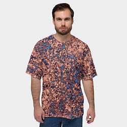 Футболка оверсайз мужская Абстракция земляной с голубым свечением, цвет: 3D-принт — фото 2