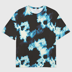 Футболка оверсайз мужская Чёрно синий тай дай, цвет: 3D-принт