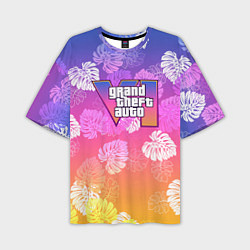 Мужская футболка оверсайз Grand Theft Auto VI - пальмы