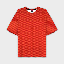 Футболка оверсайз мужская Сочный красный паттерн сетка, цвет: 3D-принт