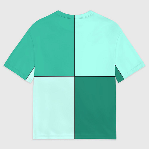 Мужская футболка оверсайз Геометричный зелёный и мятный / 3D-принт – фото 2