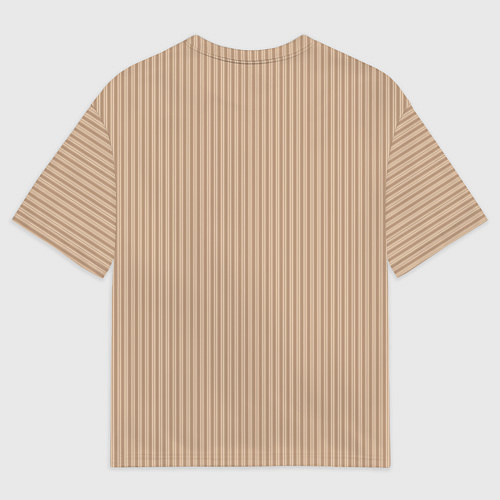 Мужская футболка оверсайз Светлый коричневый в полоску / 3D-принт – фото 2