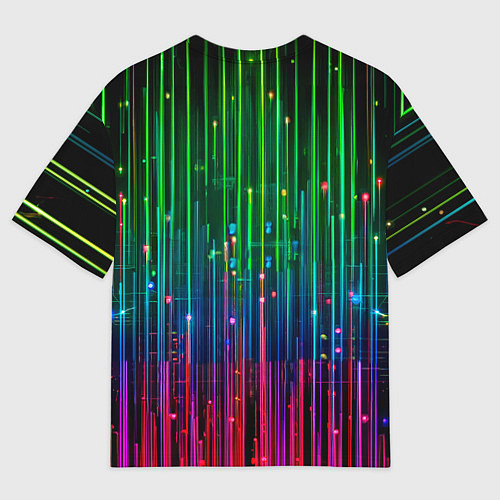 Мужская футболка оверсайз Неоновая цифровая пантера / 3D-принт – фото 2