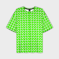 Футболка оверсайз мужская Зелёные лепестки шестиугольники, цвет: 3D-принт