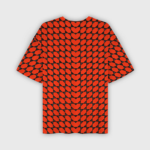 Мужская футболка оверсайз Красные лепестки шестиугольники / 3D-принт – фото 2