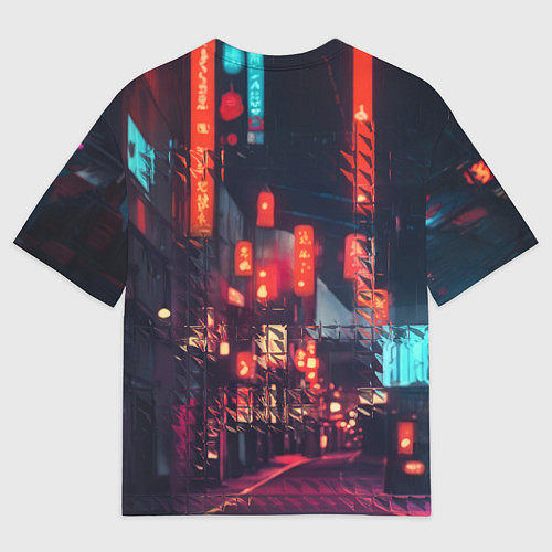 Мужская футболка оверсайз Лис-самурай / 3D-принт – фото 2