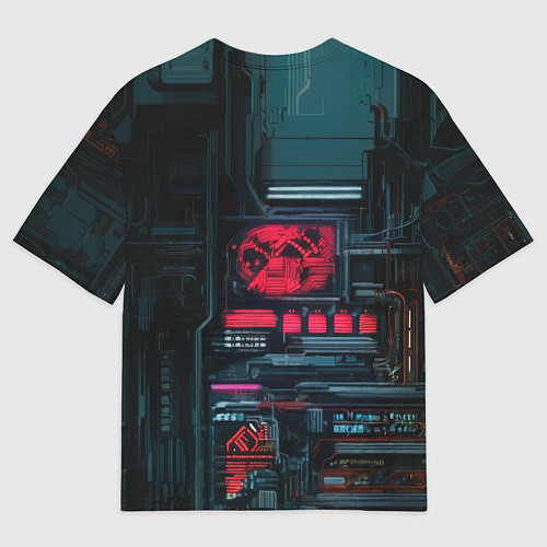Мужская футболка оверсайз Рыжая девушка-киборг / 3D-принт – фото 2