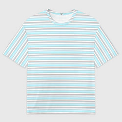 Мужская футболка оверсайз Светлый серо-голубой полосами